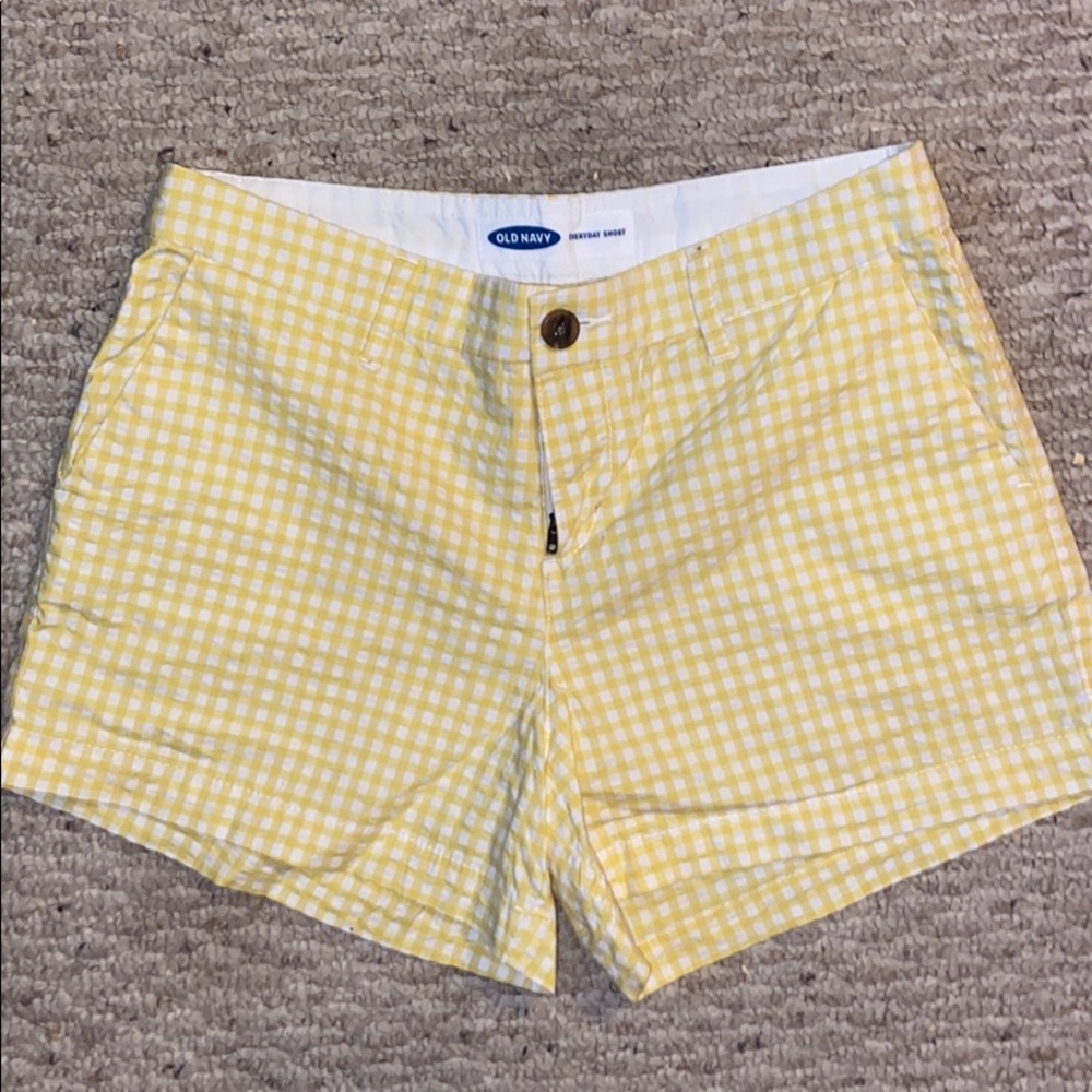 Yellow and white gingham shorts